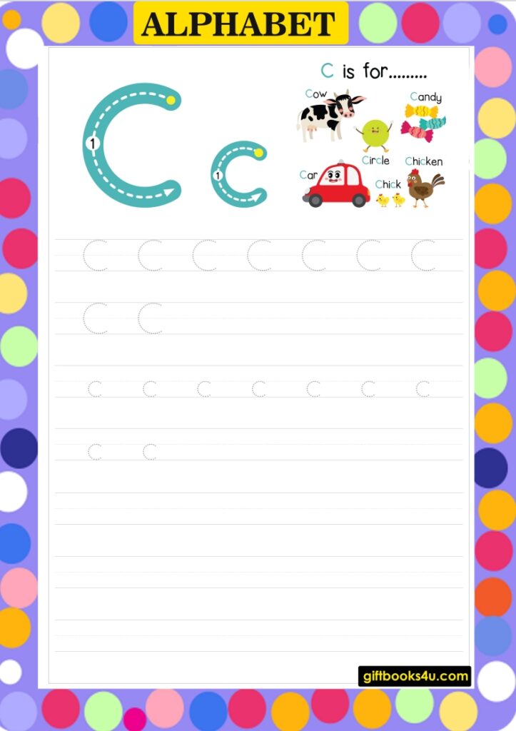 worksheet for alphabet c  learning and writing