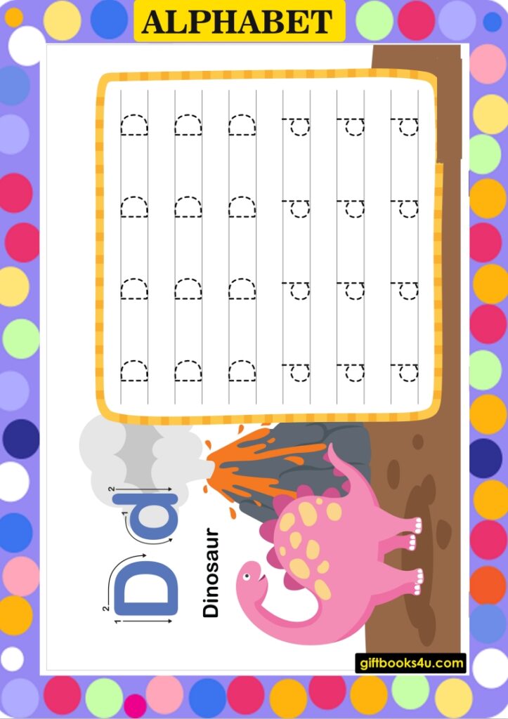 Alphabet D Learning and Writing Worksheet