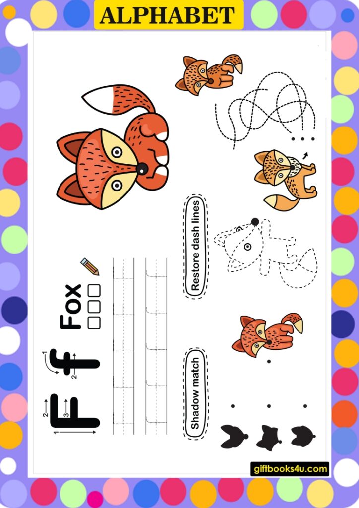 Worksheet for Learning and Writing Alphabet F