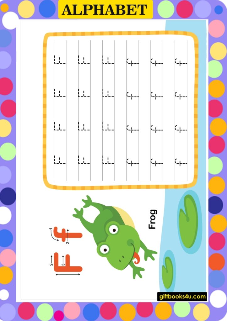 Worksheet for Learning and Writing Alphabet F