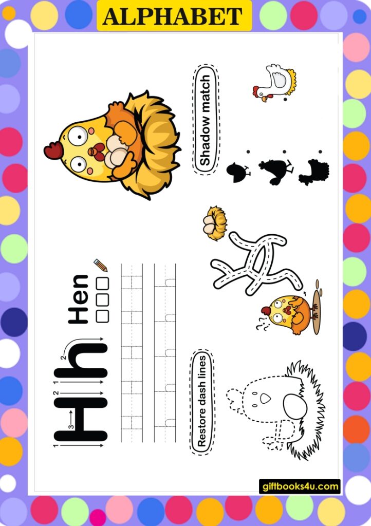 Worksheet for Learning and Writing Alphabet H