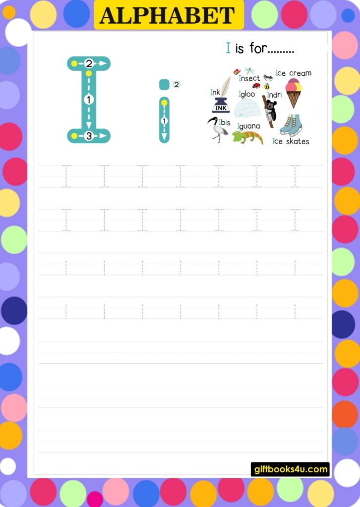 Worksheet for Learning and Writing Alphabet I i