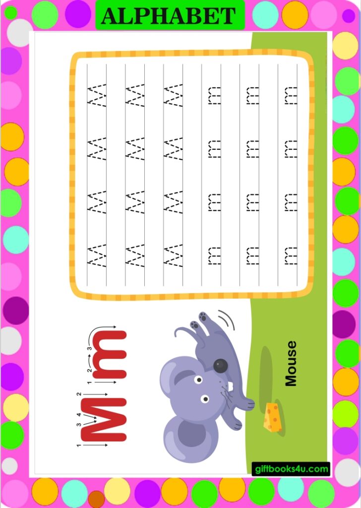 Worksheet for Learning and Writing Alphabet M