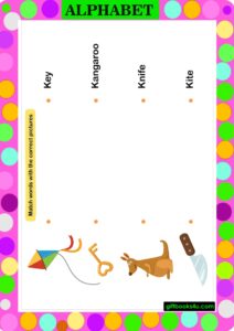 Match Words for Learning Alphabet K Worksheet