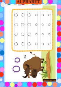 Worksheet for Learning and Writing Alphabet O