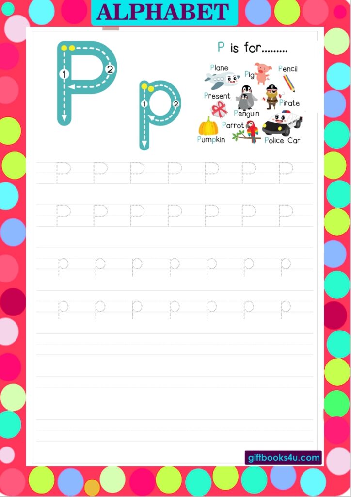 Writing Practice Worksheet - Alphabet P