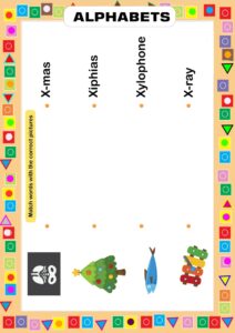 Match Words with Images - Tracing Alphabet Worksheet X