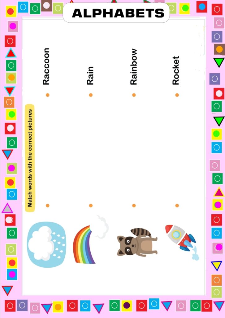 Matching Words with Images Alphabet R Worksheet