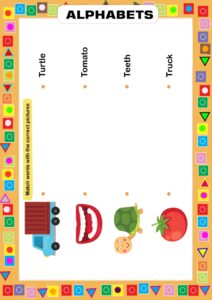 Matching Words with Images - Alphabet T Worksheet