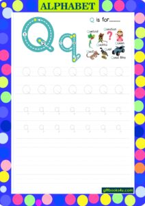 Worksheet for Learning and Writing Alphabet Q