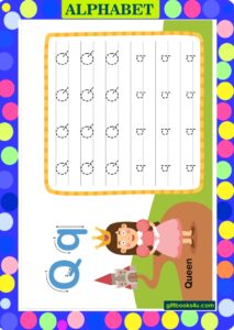 Worksheet for Learning and Writing Alphabet Q