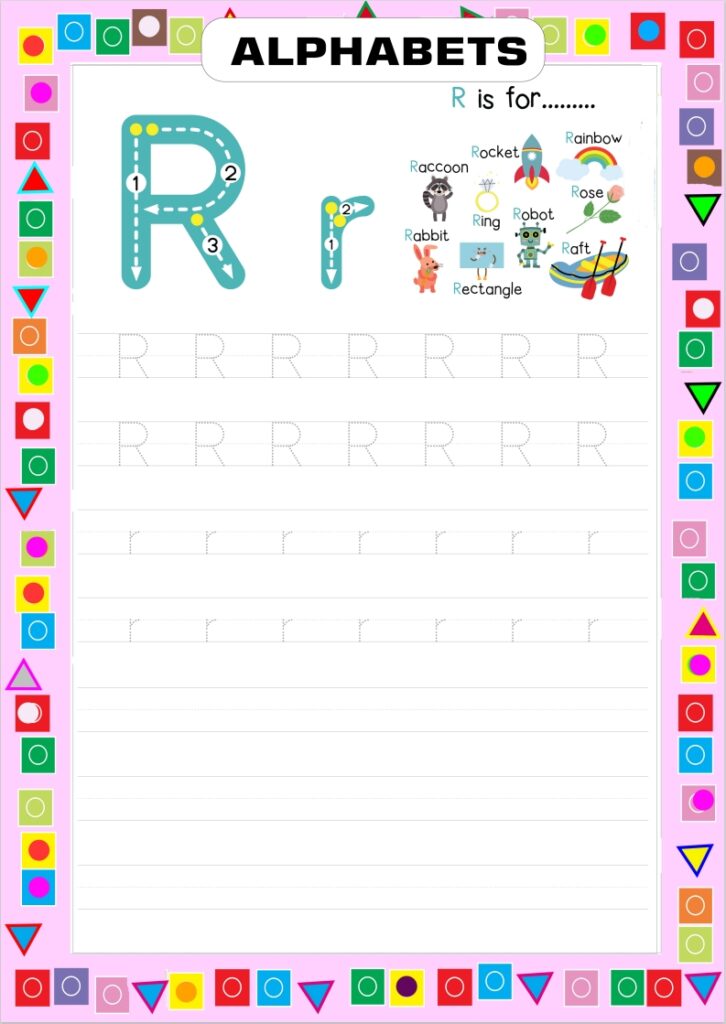 Alphabet R Learning and Writing Worksheet