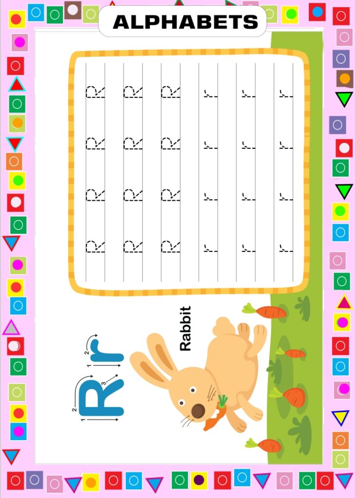 Alphabet R Writing and Learning Worksheet For Kids