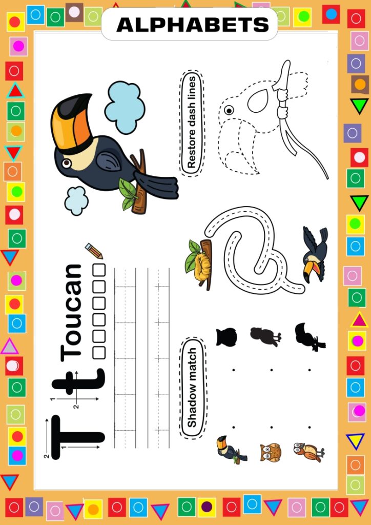 Tracing Alphabet T - Writing and Learning Worksheet