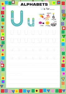 Tracing Alphabet U - Learning and Writing Worksheet