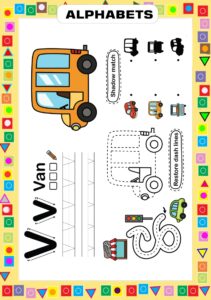 Tracing Alphabet V - Writing and Learning Worksheet