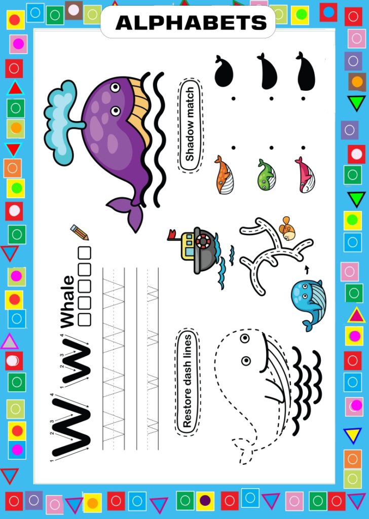 Tracing Alphabet W - Learning and Writing Worksheet