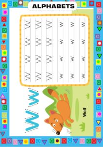 Tracing Alphabet W Worksheet for Learning and Writing Alphabets