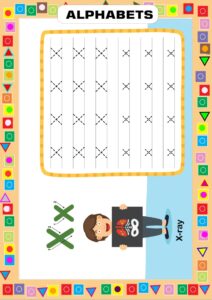 Alphabet X Tracing and Learning Worksheet Free PDF