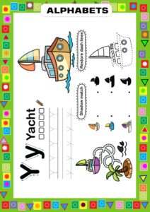 Tracing Alphabet Y - Writing and Learning Worksheet