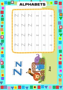 Tracing Alphabet Z and Learning Worksheet